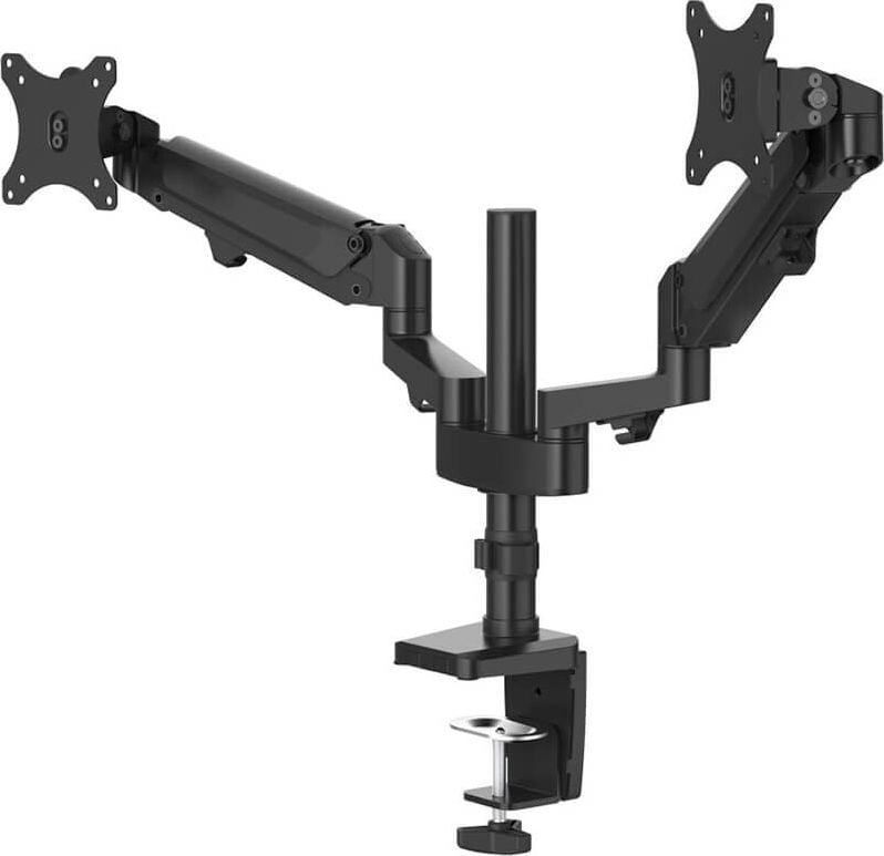 Monitorhalter Hama FULLMOTION Doppelarm 118498, 2 Arme, Tragfähigkeit bis zu 12 kg pro
Schwenkarm, höhen- und tiefenverstellbar,
Klemmhalterung, schwarz