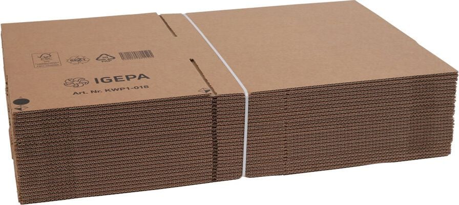 Versandkarton FEFCO 0201 KWP2-017, 320x230x335mm (LxBxH), braun, zwei
Höhenriller, Pack 20 Stück