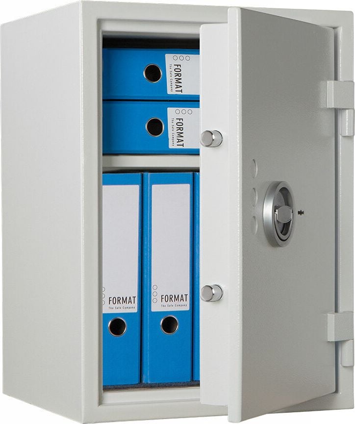 Sicherheitsschrank Format Seguro 40 022840-00000, 60,2x43,2x42,5cm, 58kg, Doppelbartschloss, Sicherheitsstufe S2 gemäß EN 14450, 58 Liter Volumen, hellgrau