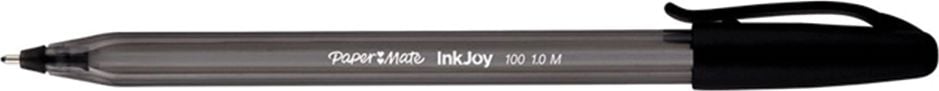 Kugelschreiber Papermate InkJoy 100ST, ca. 1,0mm, Einweg, Kappe mit Clip,
Gehäuse=Schreibfarbe, schwarz