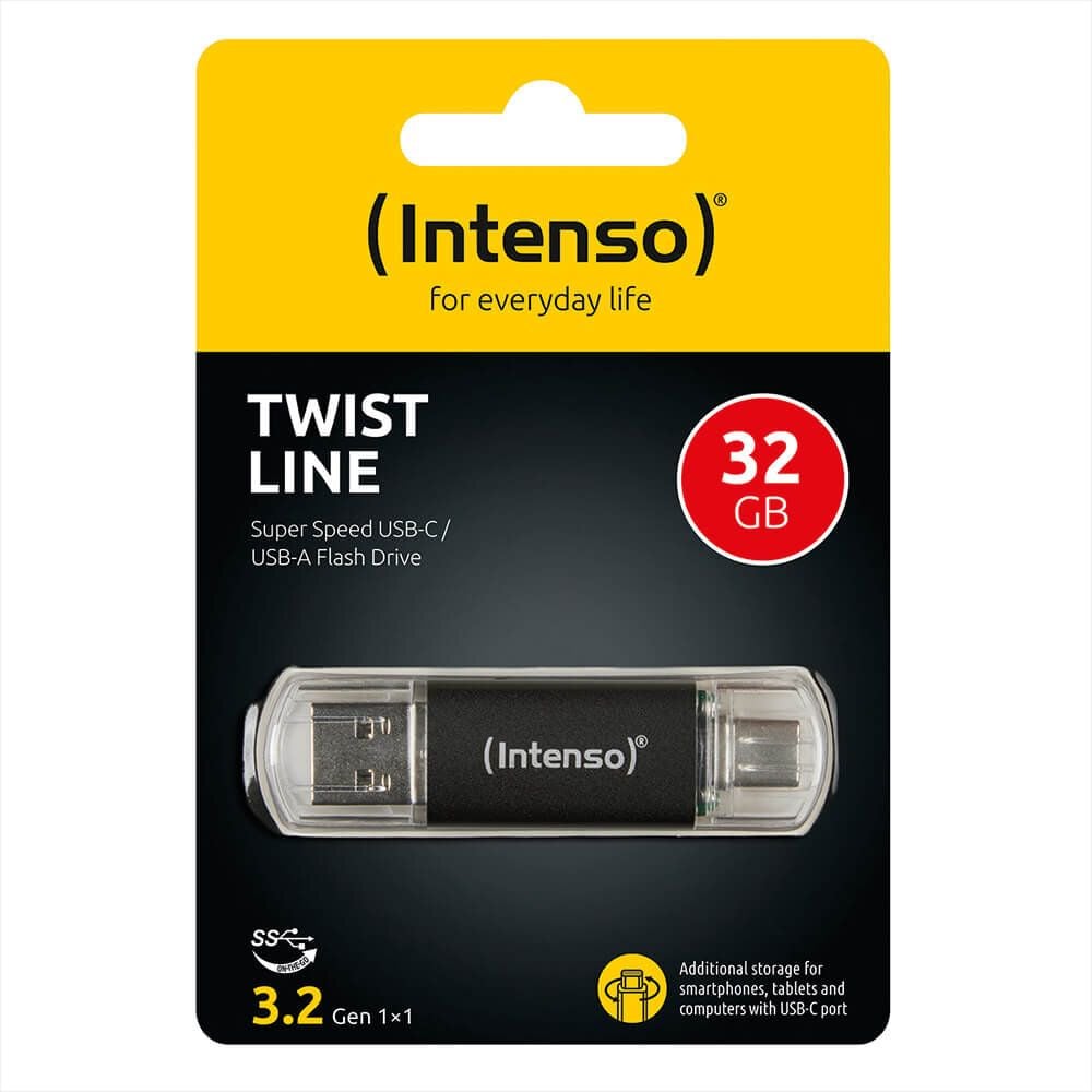 USB-Stick Intenso Twist Line 3539480, 32GB, Super Speed USB 3.2 Gen 1x1, Typ A + C,
Aluminium