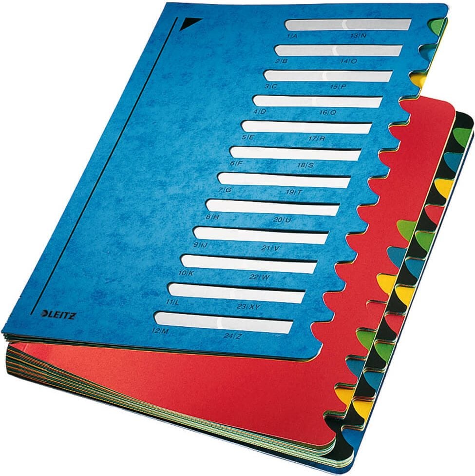 Ordnungsmappen Leitz Deskorganizer color 5914, A4, 24 Fächer, Tabe 1-24/A-Z, Karton 660 g/m², blau