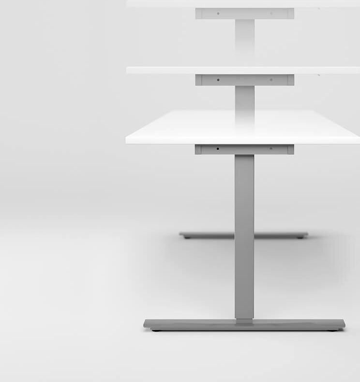 Hubschreibtisch Geramöbel Elektro Flex S-08F1812, 180x100cm (BxT), 65-125cm Höhe, Freiform
links, T-Fuß silber, weiß