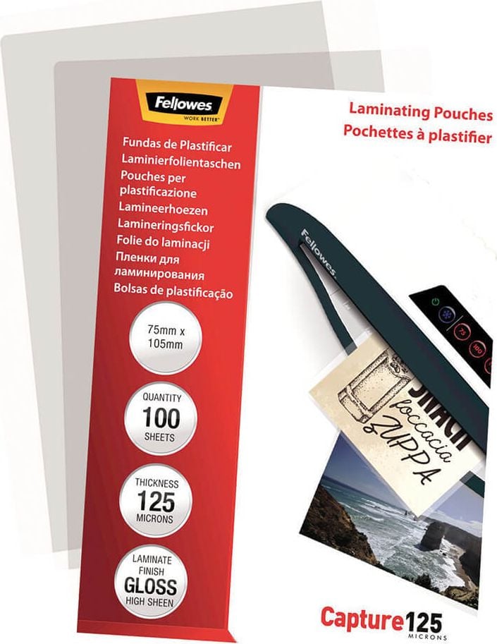 Laminierfolien Fellowes ID-Karten 5306901, 75x105mm, 125mic, glänzend, Pack 100 Stück