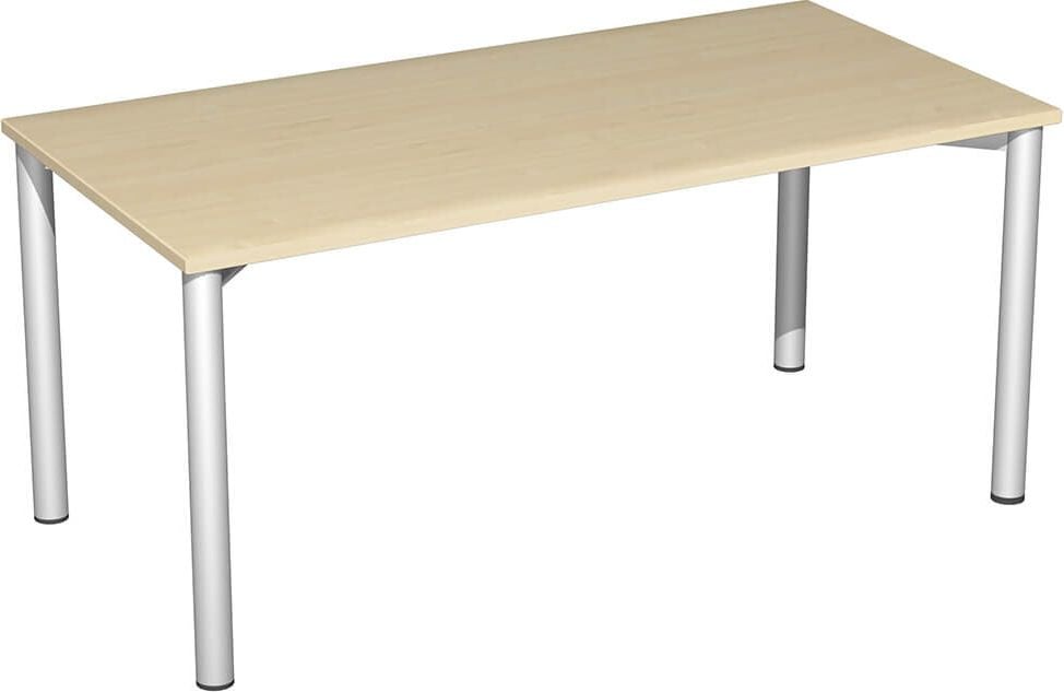 Konferenztische Geramöbel Rundrohrfuß S-710125, 160x72x80cm (BxHxT), rechteckig, 4-Fuß silber, ahorn