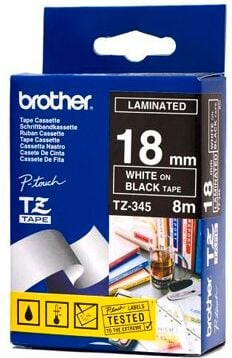 Schriftbänder Brother TZe-345, weiß auf schwarz, 18mm/8m