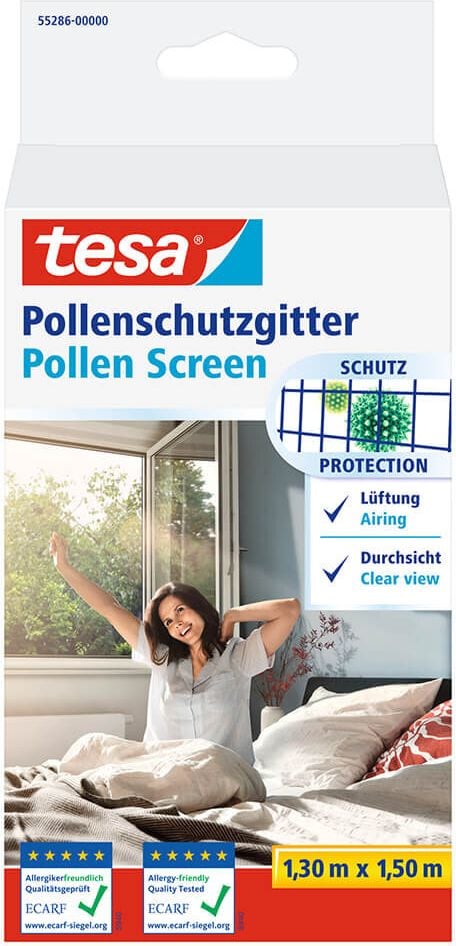 Pollenschutzgitter Tesa 55286-00000-00, 1,3 m x 1,5 m, Klettbandbefestigung, für Fenster, anthrazit, anthrazit