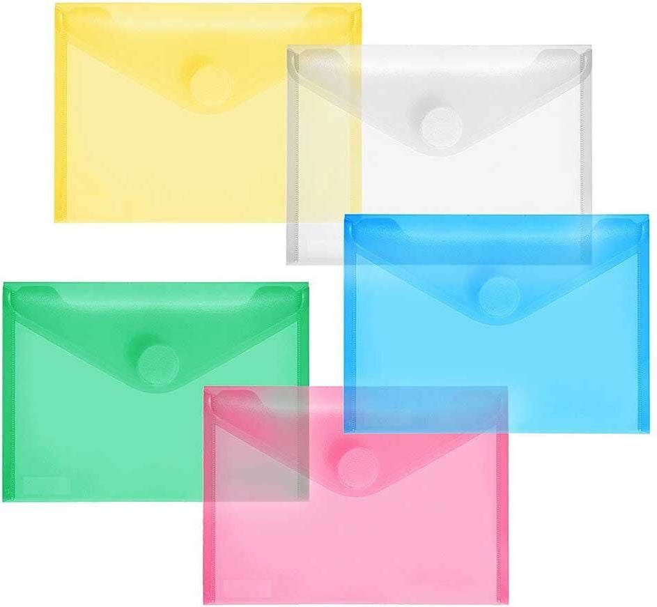 Dokumententaschen Foldersys A6 quer 40116-94, Klettverschluss, farbig sortiert, transluzent, Pack 10 Stück, sortiert