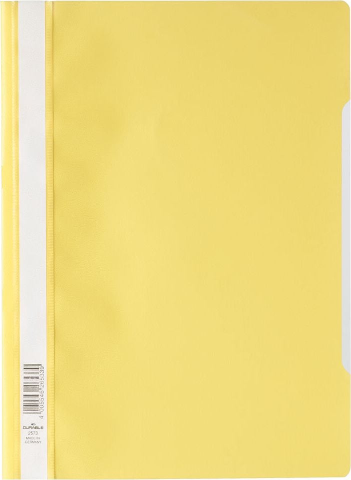 Schnellhefter Durable Sichthefter STANDARD A4 2573, PP-Folie, transparenter Vorderdeckel, gelb