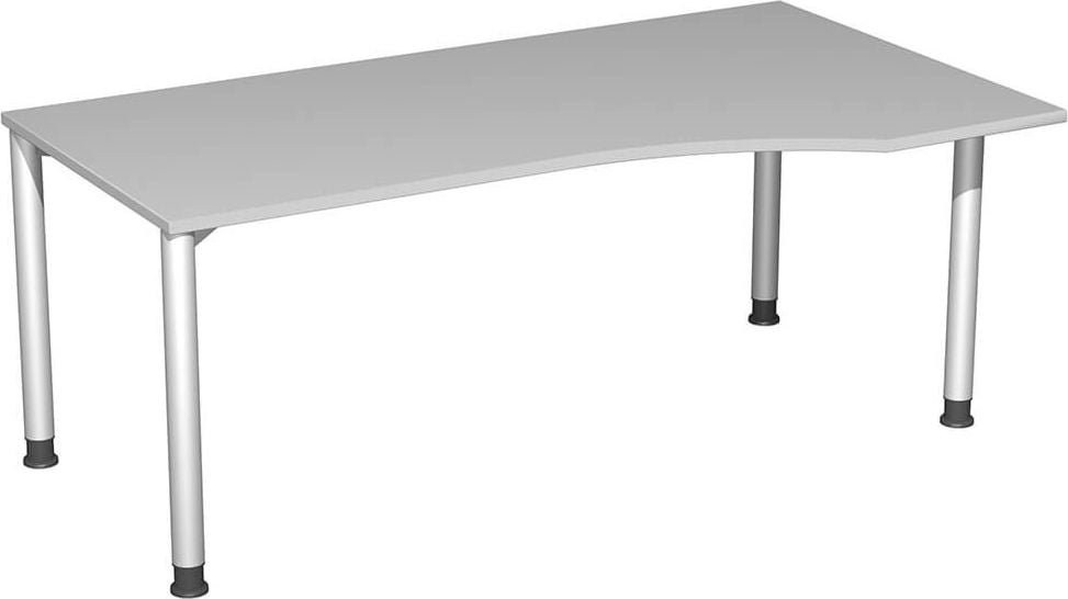 Schreibtisch Geramöbel 4 Fuß Flex S-555305, 180x100cm (BxT), 68-80cm Höhe, Freiform
rechts, 4-Fuß silber, hellgrau
