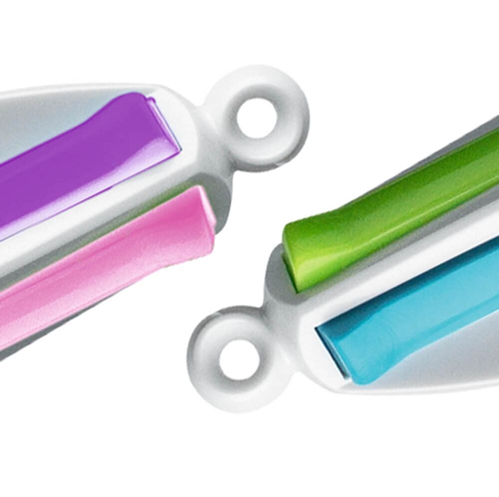 Vierfarbkugelschreiber BIC 4 Colours Grip Fun 8922901, Schreibfarben: türkisblau, pink, lila und hellgrün, nachfüllbar, Schaft: lila/weiß