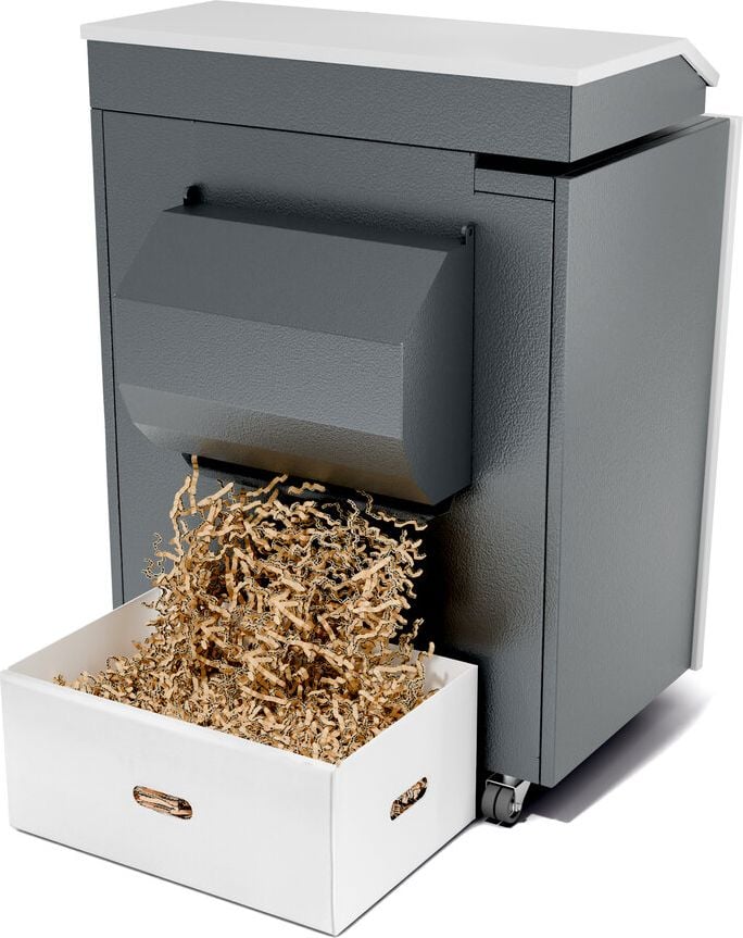 Verpackungspolstermaschine HSM ProfiPack ecoChip 1531854, einlagige Kartonagen zu Kartonchips, 100kg/h, mobil auf Rollen, 769x698x1035mm