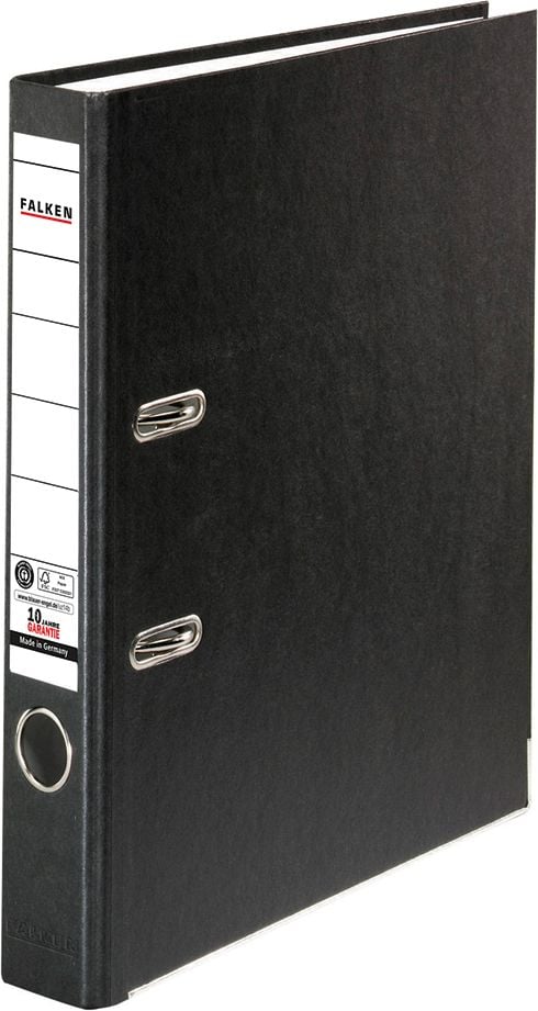 Ordner A4 Falken Recycolor 11286, 50mm, farbige RC-Pappe, A4, 5cm Rücken, Kraftpapierbezug, Blauer
Engel, FSC, schwarz