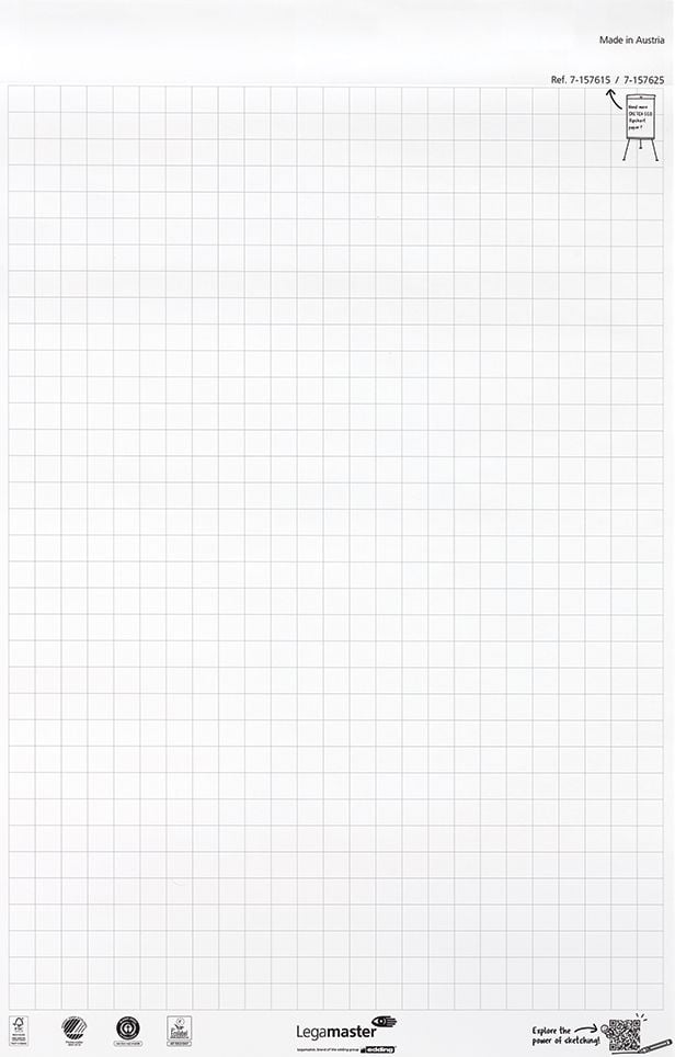 Flipchartblock Legamaster SKETCH ECO 7-157615, kariert, RC weiß, Block 20 Blatt, Pack 5 Block, FSC, Blauer Engel