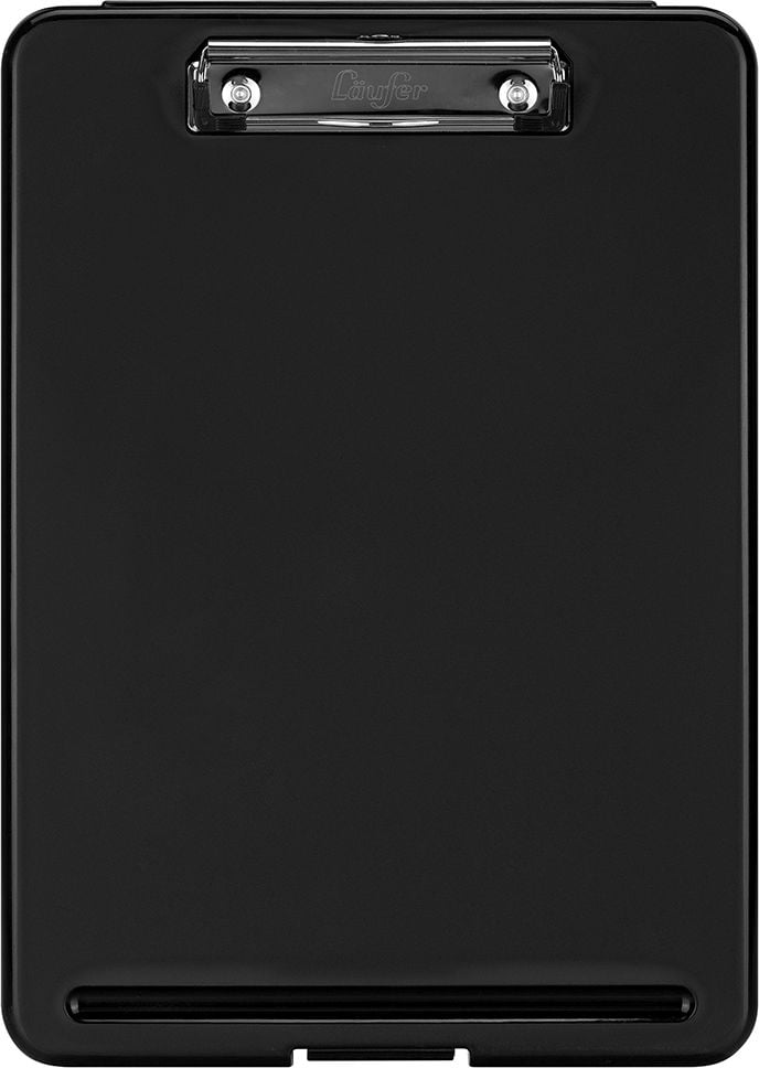 Klemmbretter Läufer 55800, A4, Kunststoff, Klemme kurze Seite, mit
Innenfach, schwarz