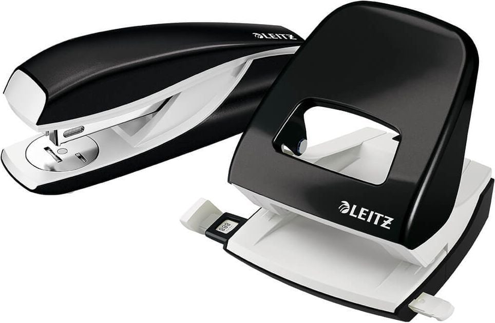 Locher+Heftgerät Leitz New NeXXT WOW-Farben, Locher 5008, Heftgerät 5502, schwarz