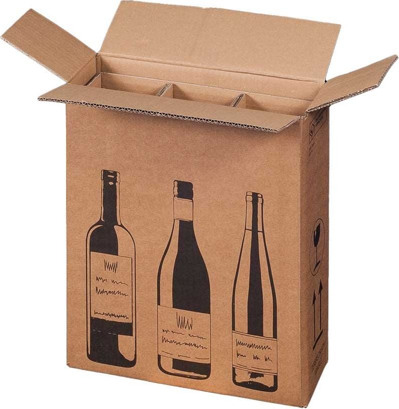 Flaschenverpackung Smartbox Pro 222103110, für 3 Flaschen, Innenmaße: 305x108x368mm, PTZ-/UPS-zertifiziert, Wellpappe, braun, Pack 15 Stück