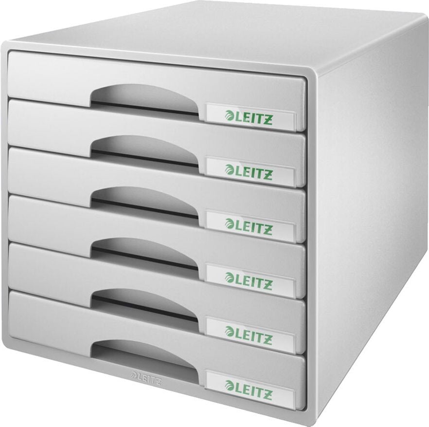 Schubladenbox Leitz Plus 5212, für A4, 6 geschlossene Schubladen, grau