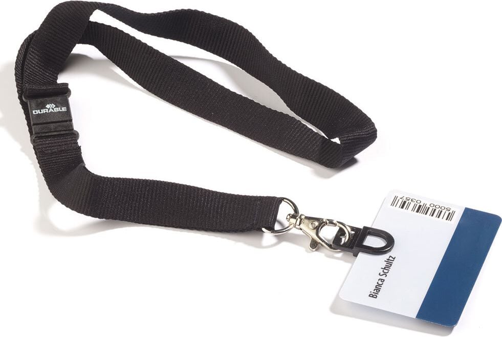 Ausweiskartenhalter Durable Card Fix 8187-01, mit Textilband 20mm breit, schwarz, Pack 10
Stück