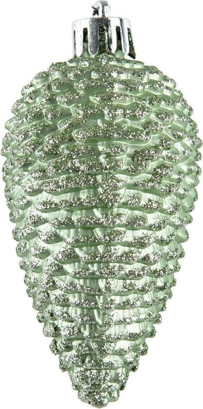 Weihnachtskugeln DECORIS Zapfen, 4,5x8cm (DxH) Polystyrol, Pack 6 Stück, hellgrün