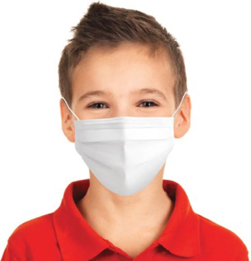 Kinder-Mundschutz Mund-Nasen-Maske MNS, medizinische Einwegmaske nach BS EN
14683:2019, 3-schichtig, Pack 10 Stück