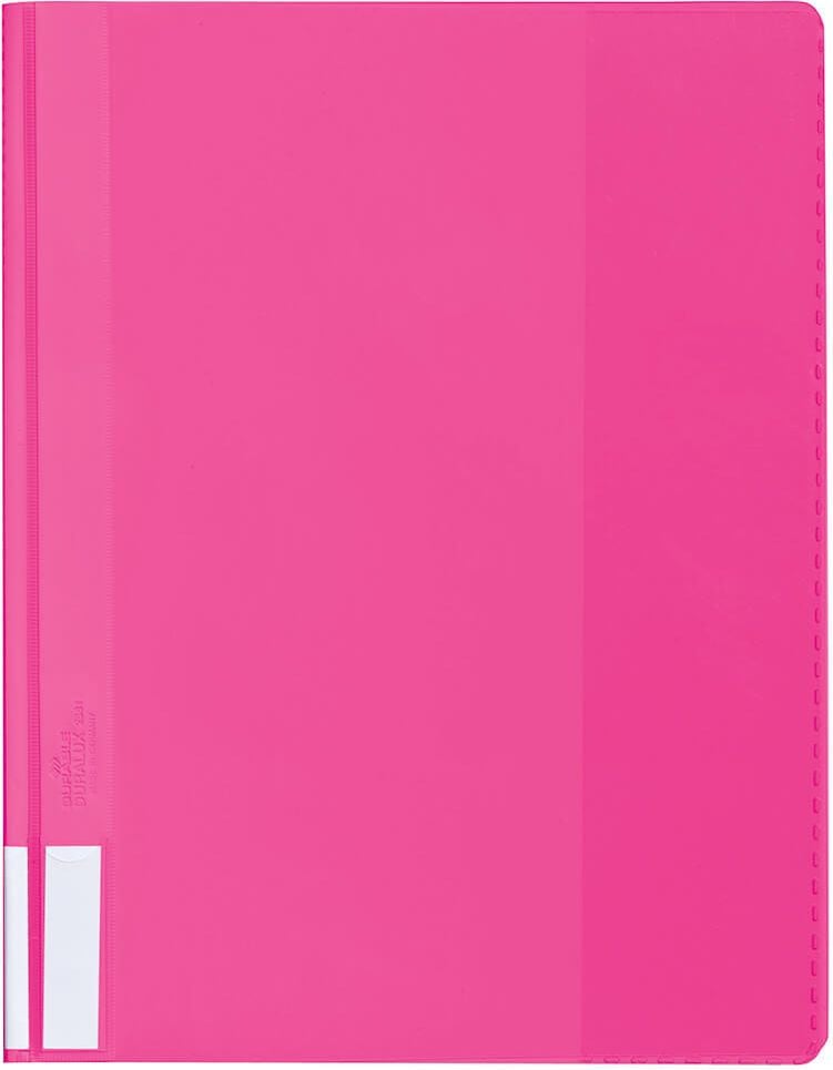 Schnellhefter Durable DURALUX A4 Überbreite 2681, rosa, Hartfolie, transparenter Vorderdeckel, Innentasche, Pack 25 Stück, rosa
