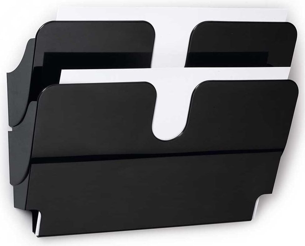 Wandprospekthalter Durable FLEXIPLUS 2 A4 quer 1709022, 2x A4 quer, 2 Fächer, magnetisch, Tragfähigkeit bis 3kg, transparent