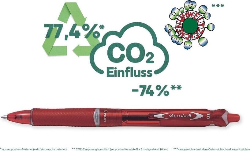 Kugelschreiber Pilot Begreen Acroball BAB-15M-BG 2067, 0,4mm, Mehrweg, Gehäusefarbe=Schreibfarbe, blau