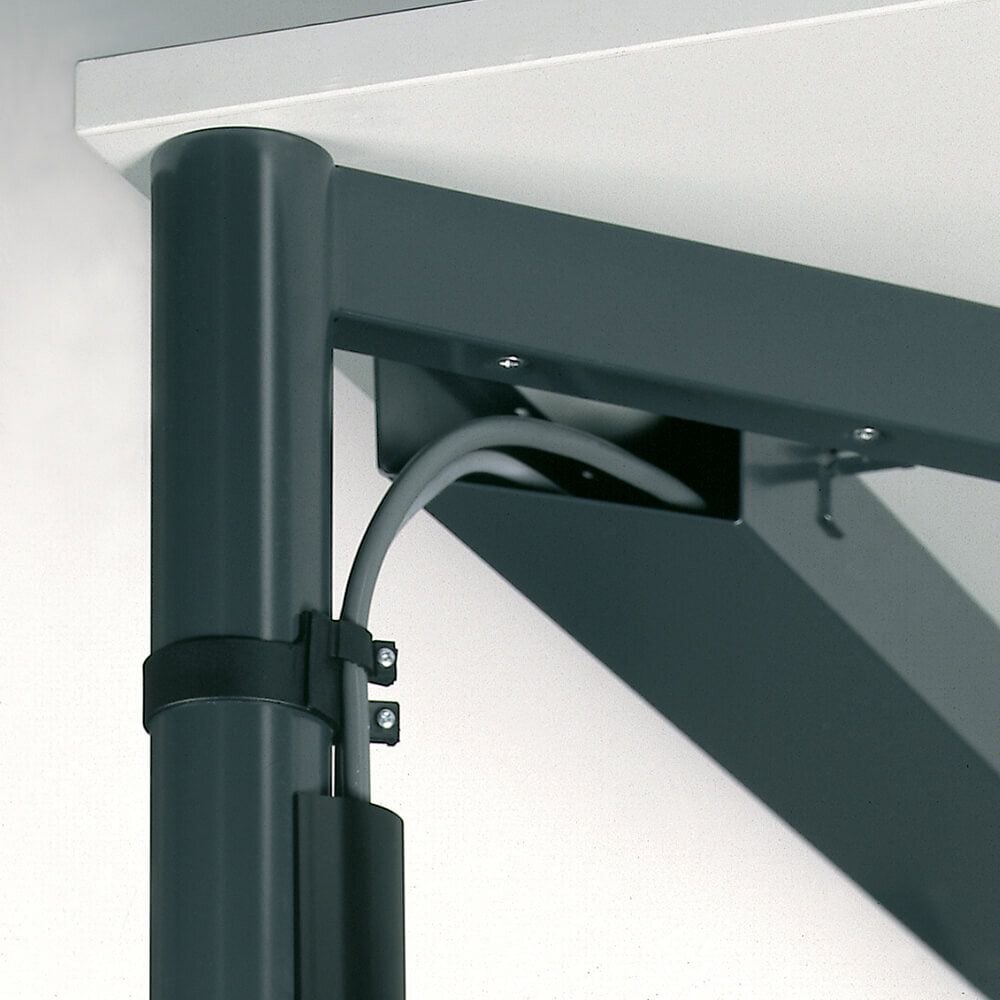 Schreibtisch Geramöbel 4 Fuß Flex S-555101, 80x80cm (BxT), 68-80cm Höhe, quadratisch,
4-Fuß silber, buche