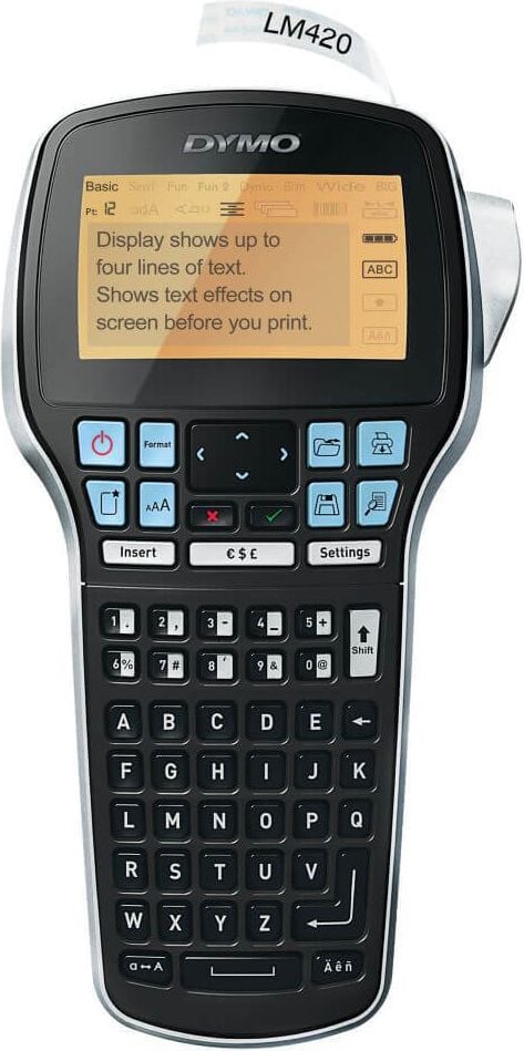 Dymo Labelmanager 420P S0915440, für D1-Beschriftungsbänder 6-19mm, 8
Schriftarten, 8 Umrahmungen
