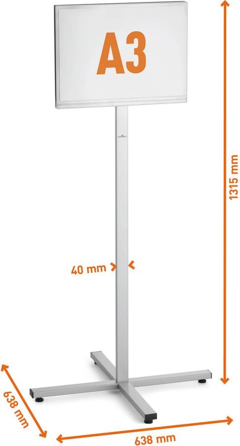 Infoständer Durable A3 INFO STAND OUTDOOR 502957, für DIN A3 hoch+quer, magnetische Plakattasche (IPX5 Norm geprüft), Fußkreuz, anthrazit/grau