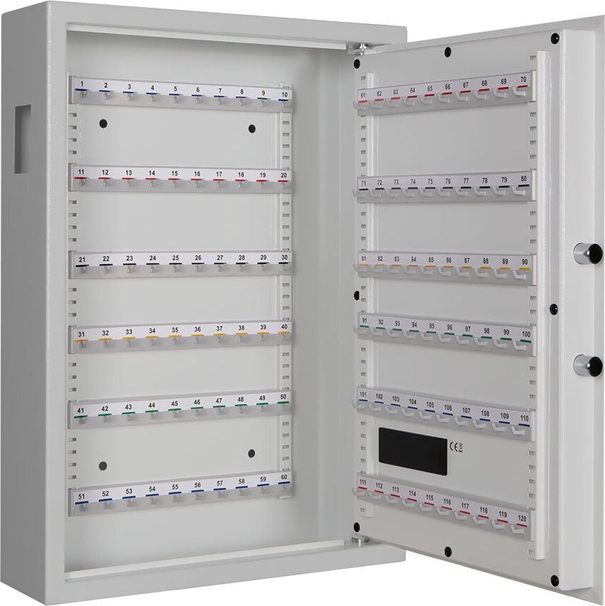 Schlüsselschrank Format SLE 120 001354-00000, für 120 Schlüssel, Einwurfschlitz, Elektronikschloss, Stahlblech, hellgrau, hellgrau