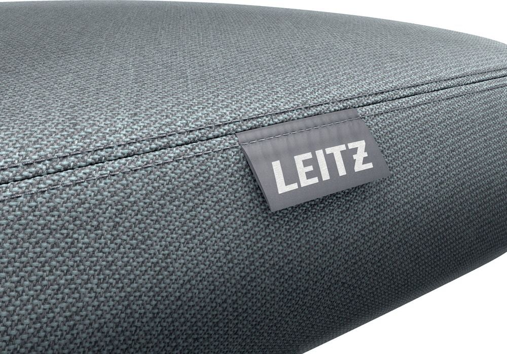 Sitzhocker Leitz Ergo Active 65770095, 47-60cm Sitzhöhe, dreieckiger Sitz mit
farbigem Bezug, Rollen für alle Bodenarten, grau