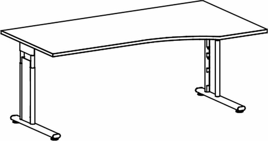 Schreibtisch Geramöbel C Fuß Flex S-618305, 180x72x100cm (BxHxT), Freiform rechts, C-Fuß
silber, weiß