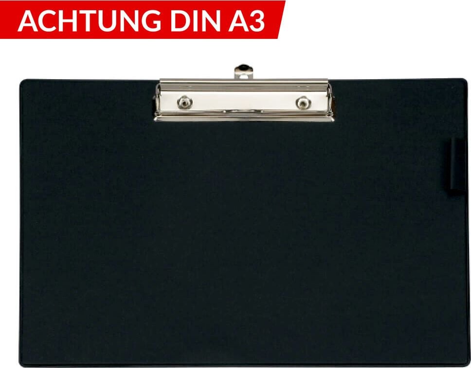 Klemmbretter Maul 2336790, A3 quer, Karton folienkaschiert, Aufhängeöse,
schwarz