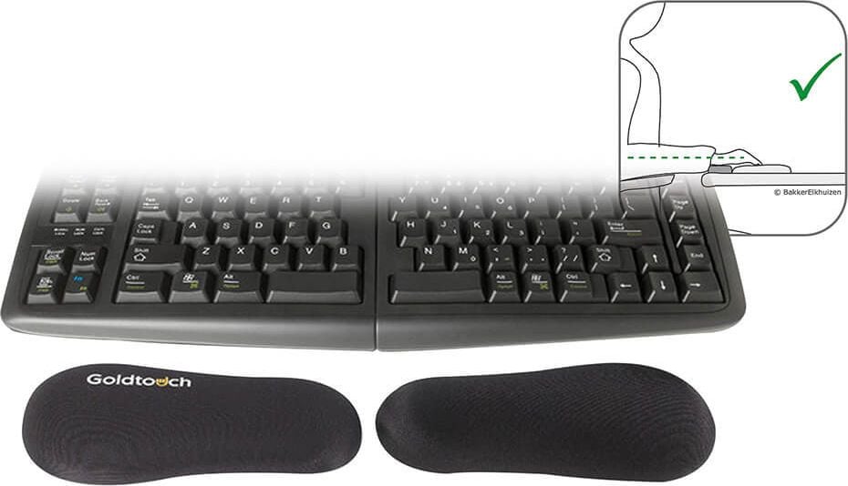 Handgelenkauflage BakkerElkhuizen BNEGTWR, für Tastatur, Gelfüllung, zweiteilig, schwarz