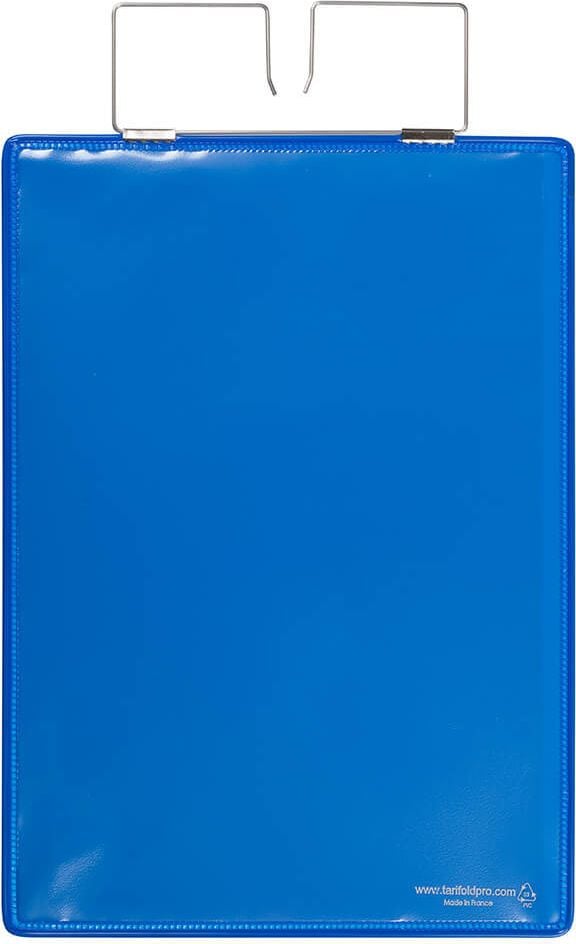 Gitterboxtaschen tarifold Kennzeichnungshülle 16500, A4 hoch, Drahtbügel, PVC verstärkt,
Pack 10 Stück, blau