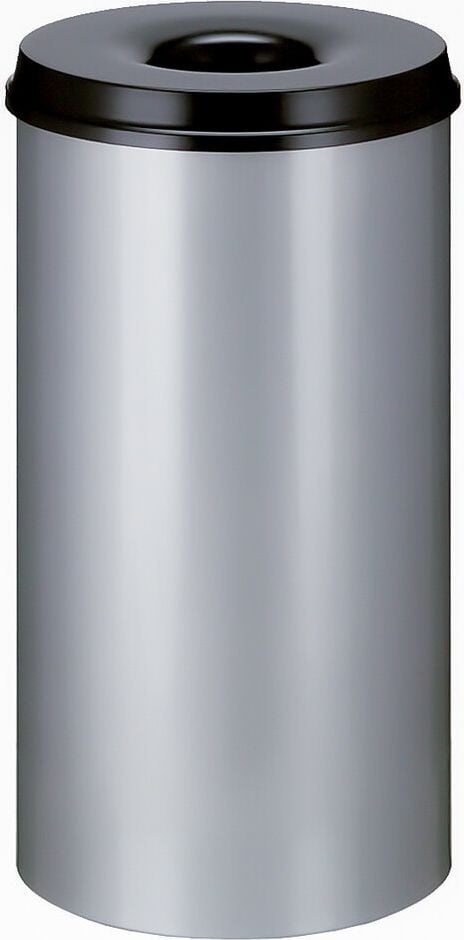 Sicherheitspapierkorb V-Part, 50 Liter, selbstlöschend, Aluminium,
Löschkopf, grau