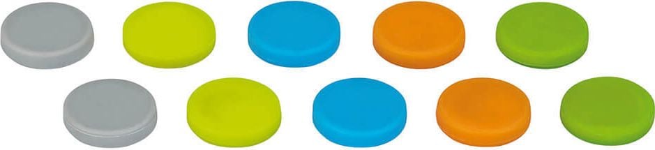 Magnete Maul Neodym-Scheibenmagnet Silikon 6166699, 19,2mm Durchmesser, 4mm hoch,
Silikon-Ummantelung, 800g Tragkraft,
sortiert, Pack 10 Stück