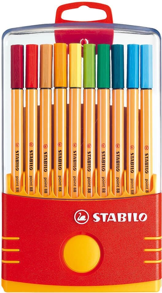Fineliner STABILO point 88 ColorParade 8820-031, ca. 0,4mm, Etui mit Aufhängelasche mit 20
Farben