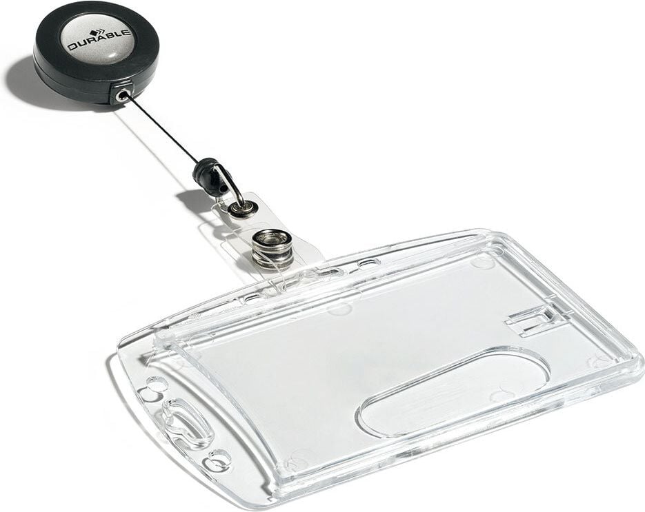 Ausweiskartenhüllen Durable 8012, 54x87mm Innenmaß, Hartbox für 1 Karte,
transparent, mit Jojo, Pack 10 Stück