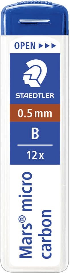 Druckbleistiftminen Staedtler Mars micro carbon 25005, 0,5mm, Dose à 12 Minen!!!, B
