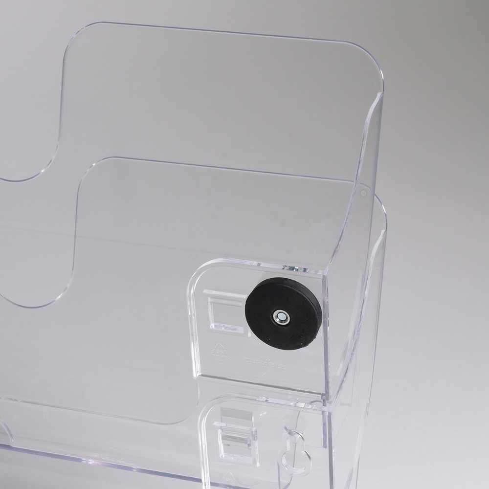 Wandprospekthalter Durable FLEXIPLUS 2 A4 quer 1709022, 2x A4 quer, 2 Fächer, magnetisch, Tragfähigkeit bis 3kg, transparent