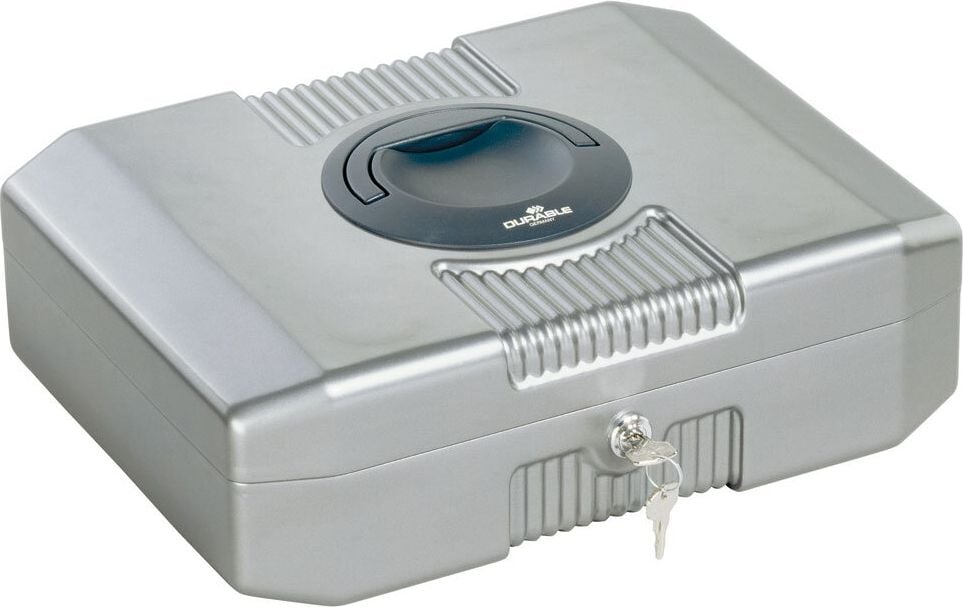Geldkassetten Durable Euroboxx 178257, 35,2x27,6x12cm (BxHxT), Riegelschloss, Stahl,
pulverbeschichtet, anthrazit/grau