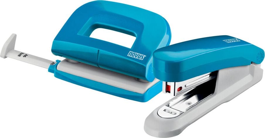 Locher+Heftgerät Novus E210/E15 020-187x, Locher E210, Heftgerät E15, inkl.
Heftklammern Nr. 10 super, türkis