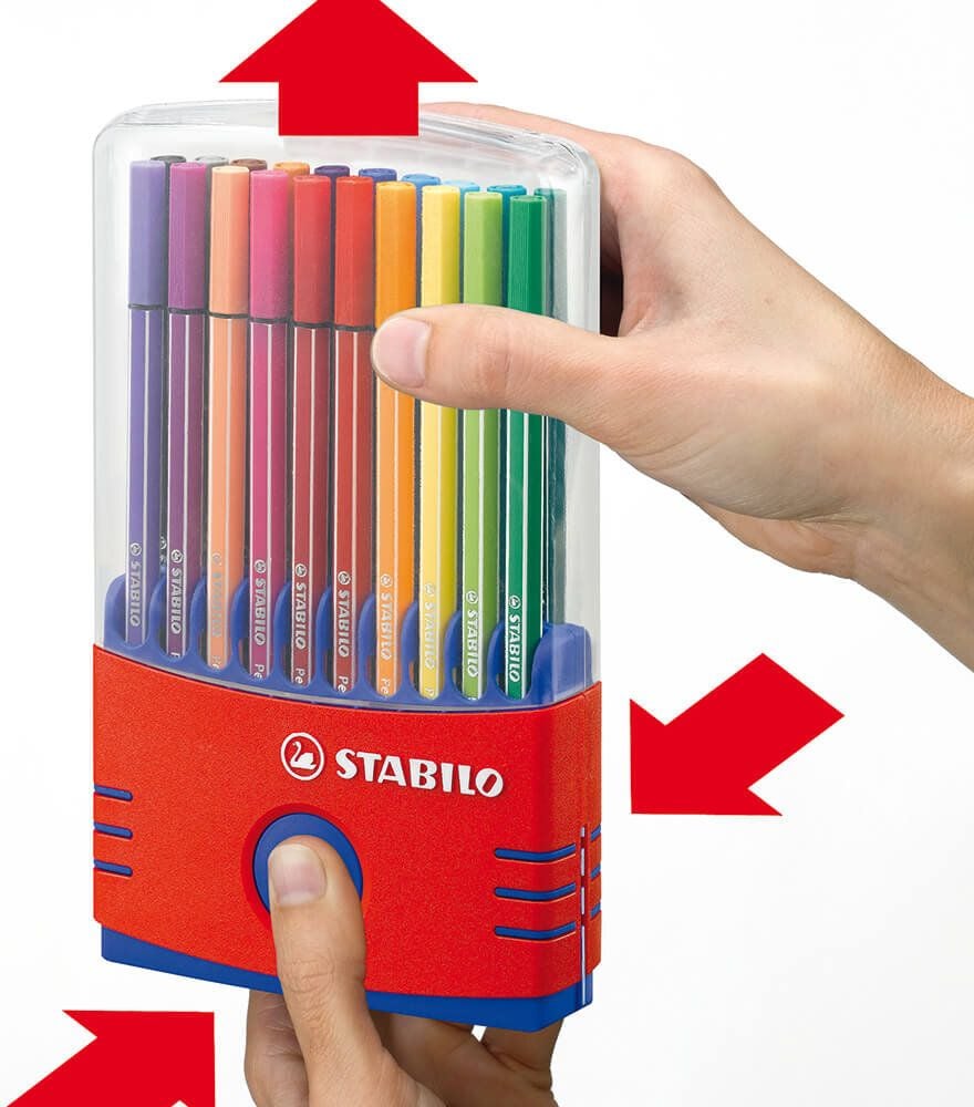 Fasermaler STABILO Pen 68 ColorParade 6820-031, ca. 1mm, Rundspitze, Klappbox mit 20 Farben