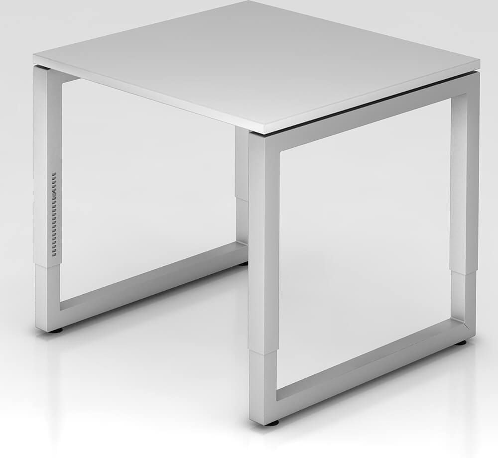 Schreibtisch Hammerbacher RS08, 80x80cm (BxT), 65-85cm Höhe, quadratisch,
O-Fußgestell eckig, grau