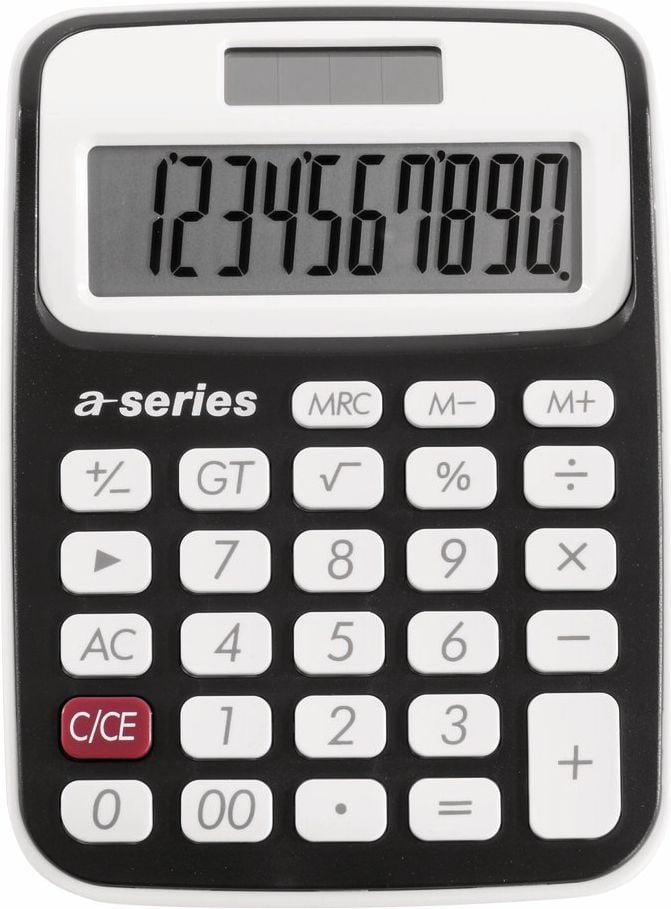 Taschenrechner a-series AS1720, 10-stelliges LC-Display, Solar- und
Batteriebetrieb, schwarz/weiß
