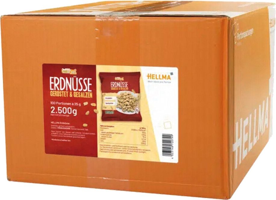 Erdnüsse Hellma 70102079, Karton 100 Minibeutel á 25 g, 2.500g