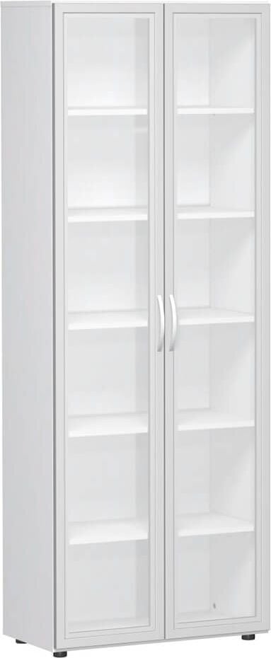 Aktenschrank Geramöbel Flex S-386821, 80x216x42cm (BxHxT), 2 Flügeltüren, 5
Fachböden, 6 Ordnerhöhen, Bogengriff, weiß